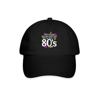 80s 80er Nostalgie Disco 1980 Party - Baseballkappe - Schwarz/Schwarz - Vorne