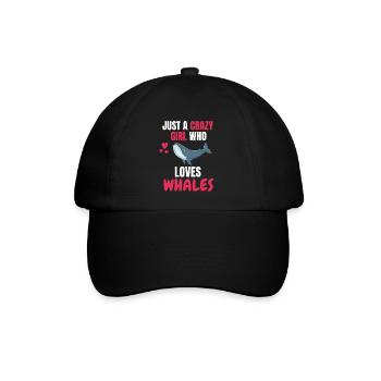 Verrücktes Mädchen Tier Lustiges Geschenk Wal - Baseballkappe - Schwarz/Schwarz - Vorne