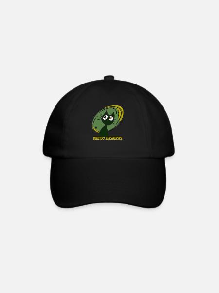 Schwindelgefühle Vintage Cartoon Katze - Baseballkappe - Schwarz/Schwarz