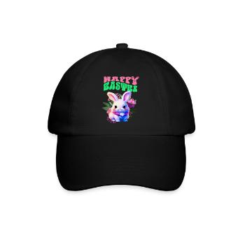 Osterhase - süßes Kaninchen Frohe Ostern - Baseballkappe - Schwarz/Schwarz - Vorne