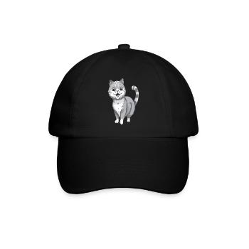 Lächelnde Katze für Katzenfreunde - Baseballkappe - Schwarz/Schwarz - Vorne
