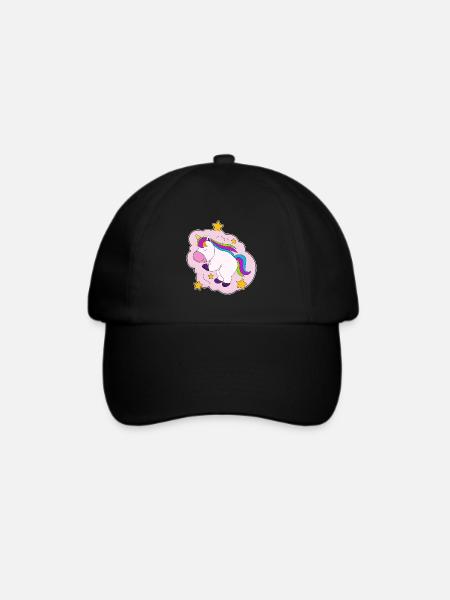 Einhorn Wolken - Baseballkappe - Schwarz/Schwarz