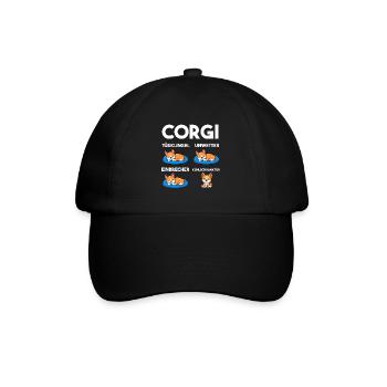 Hund Corgi - Baseballkappe - Schwarz/Schwarz - Vorne