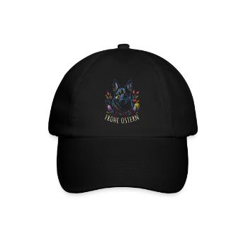 Ostern Frühling Deutscher Schäferhund - Baseballkappe - Schwarz/Schwarz - Vorne