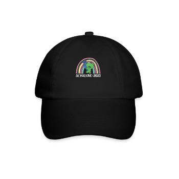 Schulkind 2023 Einschulung Frosch Schule - Baseballkappe - Schwarz/Schwarz - Vorne
