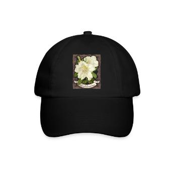 Vintage Rhododendron, antike botanische Zeichnung - Baseballkappe - Schwarz/Schwarz - Vorne