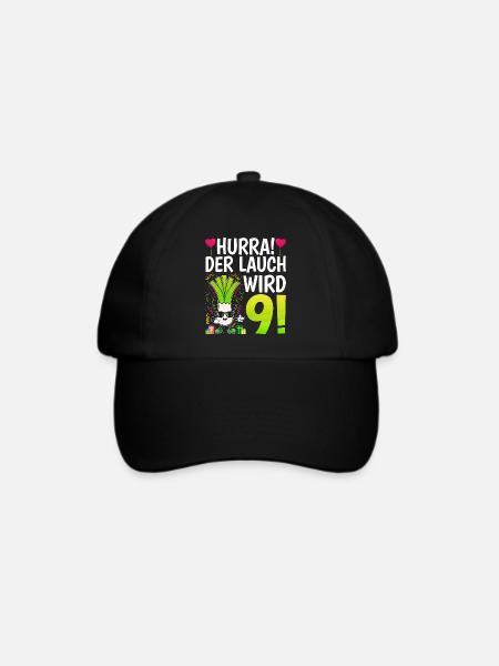 Hurra der Lauch wird 9 - Baseballkappe - Schwarz/Schwarz
