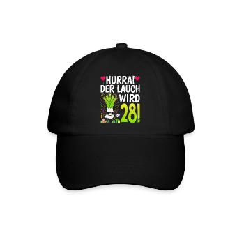 Hurra der Lauch wird 28 - Baseballkappe - Schwarz/Schwarz - Vorne
