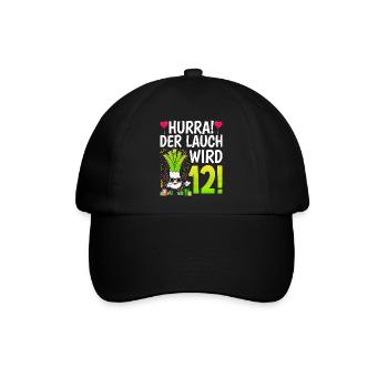 Hurra der Lauch wird 12 - Baseballkappe - Schwarz/Schwarz - Vorne