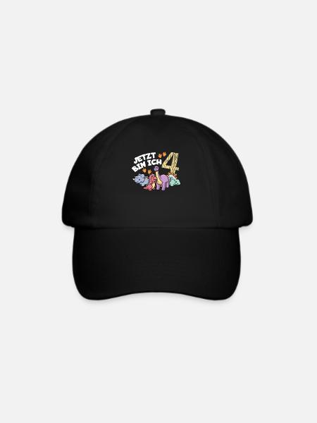 Ich bin schon 4 Geburtstag Dinosaurier T-Rex - Baseballkappe - Schwarz/Schwarz