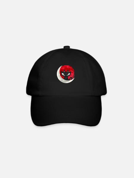 Schwarze Katze mit Mondsichel - Gothic Gothic - Baseballkappe - Schwarz/Schwarz