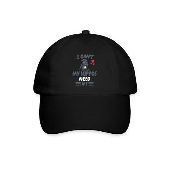 Ich kann nicht Afrika Tier Hippo Geschenk Nilpferd - Baseballkappe - Schwarz/Schwarz - Vorne