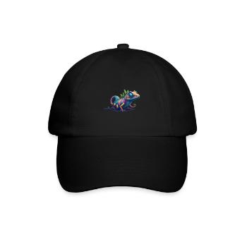 Gamer's Perfect Illustration - Cute Colorful Gekko - Baseballkappe - Schwarz/Schwarz - Vorne