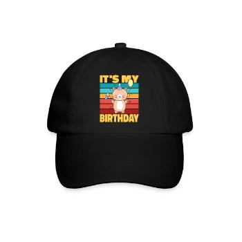 Es ist mein Geburtstagsdesign für die Geburtstagsfeier - Baseballkappe - Schwarz/Schwarz - Vorne