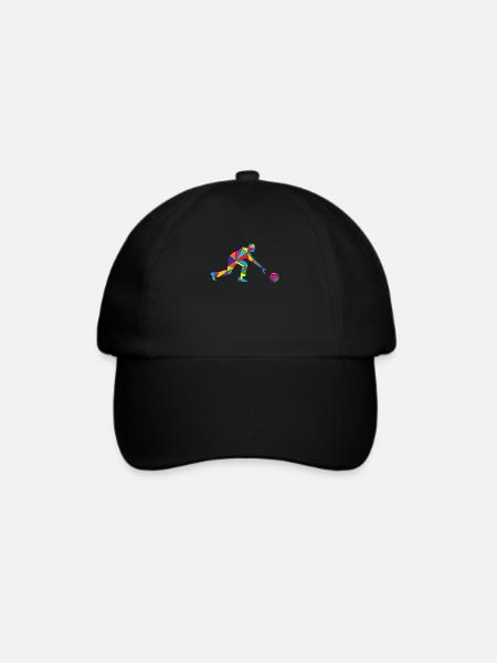 Low Poly Kegler Polygon Bowling - Baseballkappe - Schwarz/Schwarz