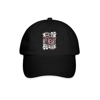 Geld, Money lustiger Typografie Spruch - Baseballkappe - Schwarz/Schwarz - Vorne