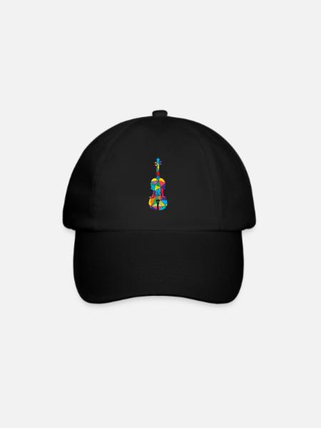 Low Poly Musikalisches Polygon Geige - Baseballkappe - Schwarz/Schwarz