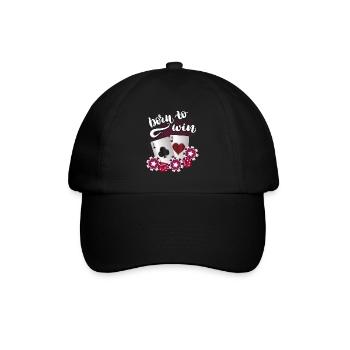 Poker-Spiel, Poker-Spruch, born to win pokern - Baseballkappe - Schwarz/Schwarz - Vorne
