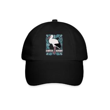 Storch, Klapperstorch-Motiv, schwanger Spruch - Baseballkappe - Schwarz/Schwarz - Vorne