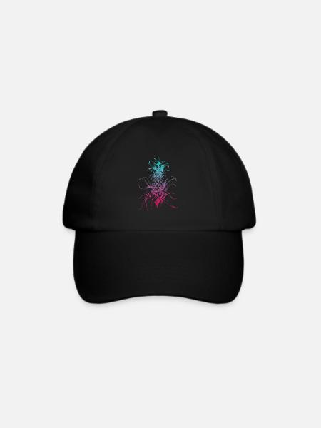 Vaporwave Ananas Hawaii Sommer Tropische Früchte - Baseballkappe - Schwarz/Schwarz