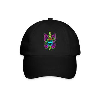 Totenkopf Schmetterling mit Dolch - Baseballkappe - Schwarz/Schwarz - Vorne