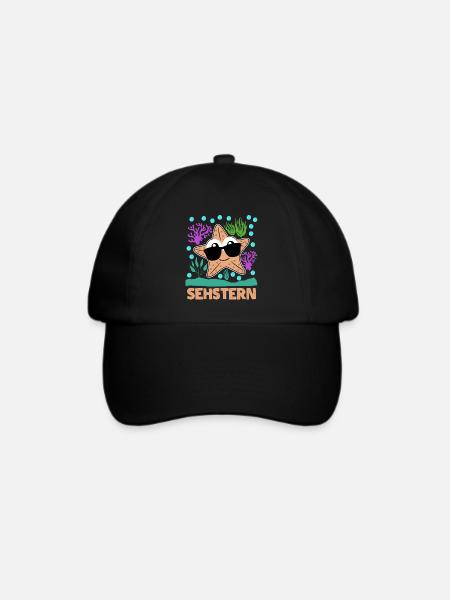 Seestern Sehstern Witz Sonnenbrille - Baseballkappe - Schwarz/Schwarz