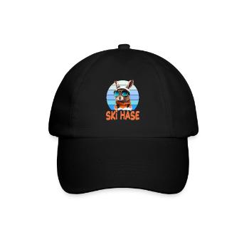 Skihase Skifahren Skifahrn Skihaserl - Baseballkappe - Schwarz/Schwarz - Vorne