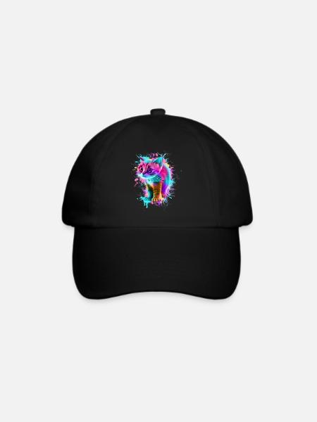 Katze Bunt - Baseballkappe - Schwarz/Schwarz