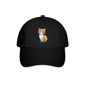 Cool Feline in Shades: Whiskered Purrfection - Baseballkappe - Schwarz/Schwarz - Vorne