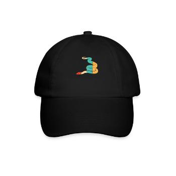 Retro Schuppenkriechtiere Python Schlange Banana - Baseballkappe - Schwarz/Schwarz - Vorne