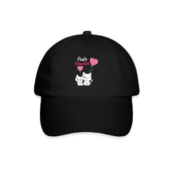 Große Schwester 2023 Katzen Ballon Herz - Baseballkappe - Schwarz/Schwarz - Vorne
