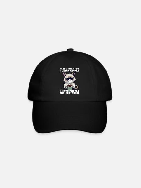 Grump Cat - I drink Coffee and I hate people - Baseballkappe - Schwarz/Schwarz