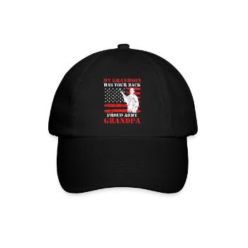 Stolzer Opa Soldaten Enkel Army Fan Amerika - Baseballkappe - Schwarz/Schwarz - Vorne
