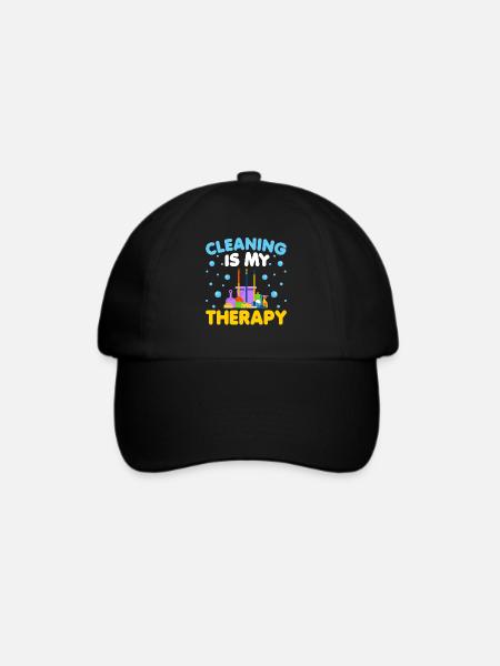 Cleaning Is My Therapy - Baseballkappe - Schwarz/Schwarz