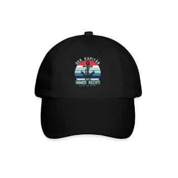 Der Kapitän hat immer Recht - Anker Skipper - Baseballkappe - Schwarz/Schwarz - Vorne