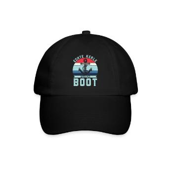 Retro Echte Kerle fahren Boot - Anker Skipper - Baseballkappe - Schwarz/Schwarz - Vorne