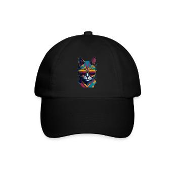 Vintage Vibes and Feline Flair Retro Cool Cat - Baseballkappe - Schwarz/Schwarz - Vorne