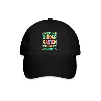 Kindergarten ich komme Kita Kinder - Baseballkappe - Schwarz/Schwarz - Vorne