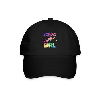 Scuba Girl Lustig Tiefseetauchen Mädchen Taucher - Baseballkappe - Schwarz/Schwarz - Vorne