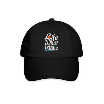 Pura Vida Spruch - Baseballkappe - Schwarz/Schwarz - Vorne