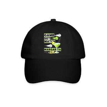 Tennis-Spruch Game-Set-Match Margarita, lustig - Baseballkappe - Schwarz/Schwarz - Vorne
