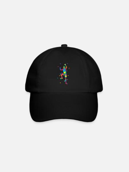 Low Poly Bergsteiger Polygon Wandklettern - Baseballkappe - Schwarz/Schwarz