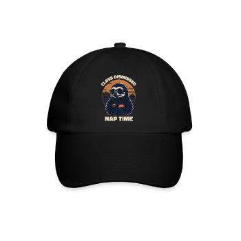 Faultier Retro Lehrer Klasse Entlassen Nickerchen - Baseballkappe - Schwarz/Schwarz - Vorne