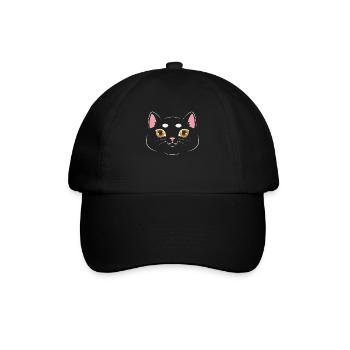 Schwarze Katze - Baseballkappe - Schwarz/Schwarz - Vorne