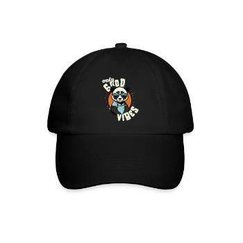 Only Good Vibes: Good Life Panda mit Sonnenbrille - Baseballkappe - Schwarz/Schwarz - Vorne