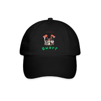 Groovy Dwarf, Skelton, Pilz . - Baseballkappe - Schwarz/Schwarz - Vorne