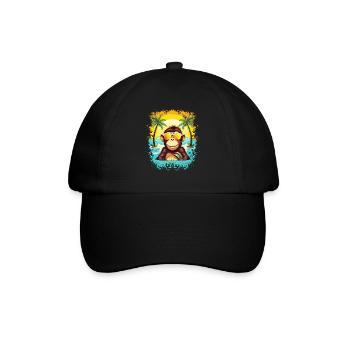 Beach Monkey Paradise: Lustiger und stilvoller Sommer - Baseballkappe - Schwarz/Schwarz - Vorne