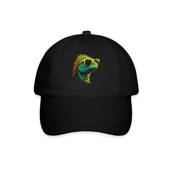 Iguana Eidechse Sonnenbrille - Baseballkappe - Schwarz/Schwarz - Vorne