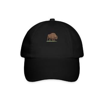 Wisent I Bison Wildrind Motiv mit Büffel und Kalb - Baseballkappe - Schwarz/Schwarz - Vorne
