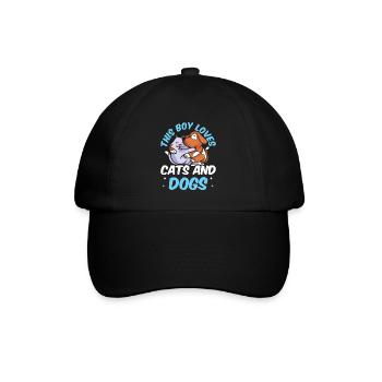 Dieser Junge Liebt Katzen Und Hunde Katze Hund - Baseballkappe - Schwarz/Schwarz - Vorne